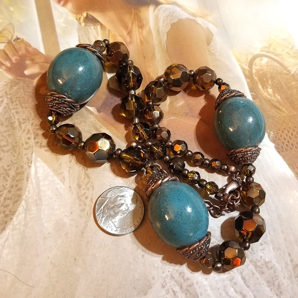 NEW Premier Designs Copper Crystals Ceramic Beads Necklace - Picture 6 of 7
